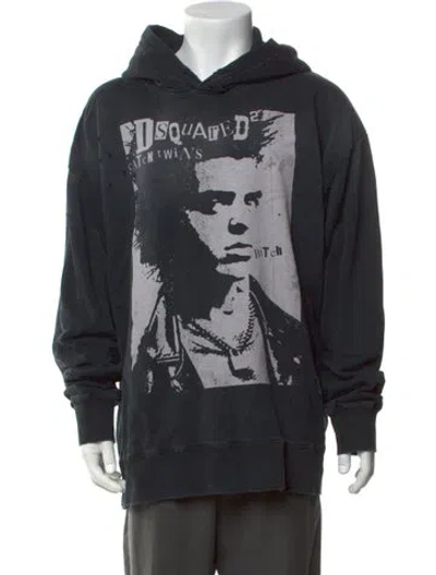 Pre-owned Dsquared2 Graphic Print Crew Neck Hoodie In Black