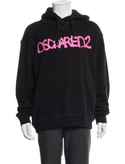 Pre-owned Dsquared2 Graphic Print Crew Neck Hoodie In Black