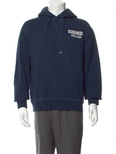 Pre-owned Dsquared2 Graphic Print Crew Neck Hoodie In Blue