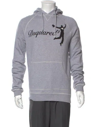 Pre-owned Dsquared2 Graphic Print Crew Neck Hoodie In Gray