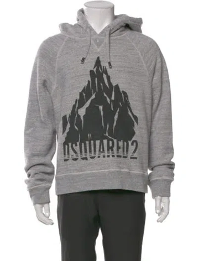 Pre-owned Dsquared2 Graphic Print Crew Neck Hoodie In Gray