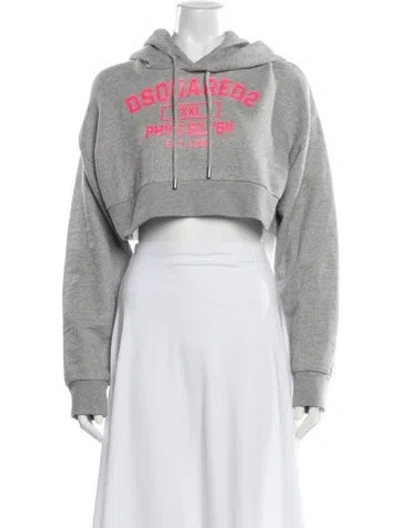 Pre-owned Dsquared2 Graphic Print Crew Neck Hoodie In Gray