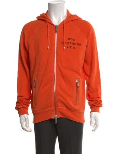 Pre-owned Dsquared2 Graphic Print Crew Neck Hoodie In Orange