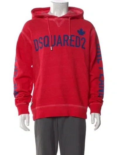 Pre-owned Dsquared2 Graphic Print Crew Neck Hoodie In Red