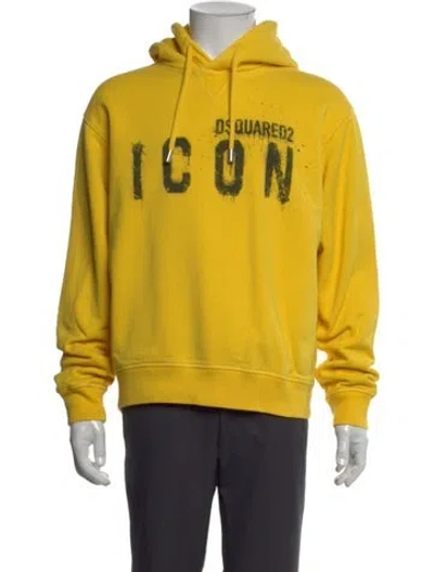 Pre-owned Dsquared2 Graphic Print Crew Neck Hoodie In Yellow