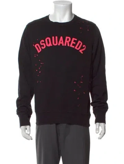 Pre-owned Dsquared2 Graphic Print Crew Neck Pullover In Black