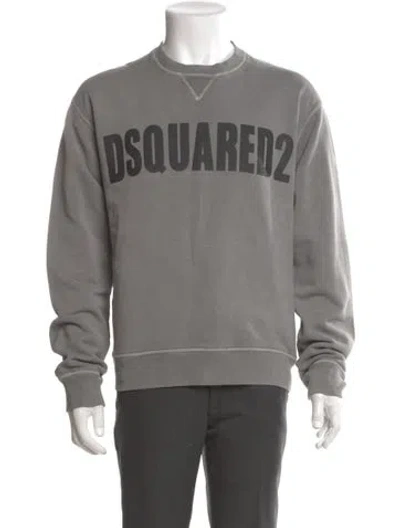 Pre-owned Dsquared2 Graphic Print Crew Neck Pullover In Gray