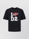 Dsquared2 Graphic Print Crew Neck Short Sleeve Top In Black