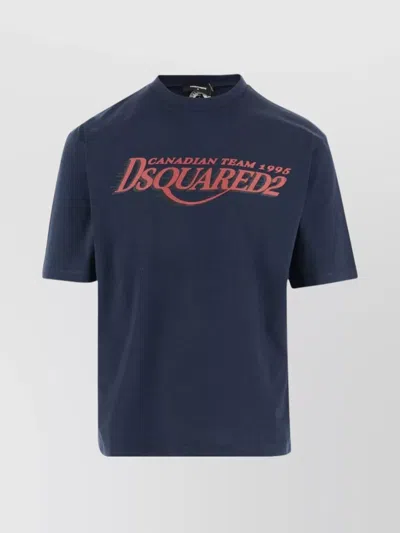 Dsquared2 Graphic Print Crew Neck Short Sleeves T-shirts In Blue
