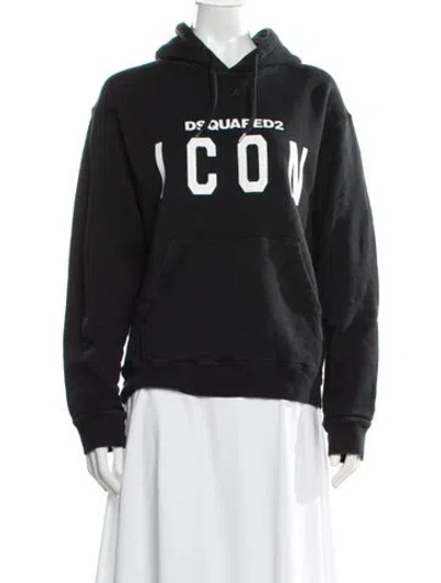 Pre-owned Dsquared2 Graphic Print Crew Neck Sweater In Black