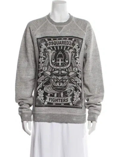 Pre-owned Dsquared2 Graphic Print Crew Neck Sweater In Gray