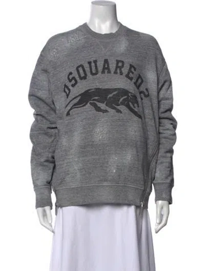 Pre-owned Dsquared2 Graphic Print Crew Neck Sweater In Grey