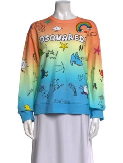 Pre-owned Dsquared2 Graphic Print Crew Neck Sweater In Multicolor