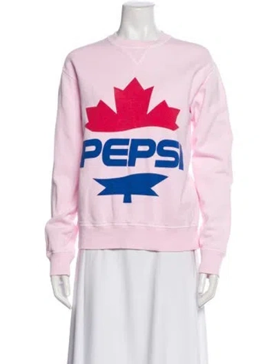 Pre-owned Dsquared2 Graphic Print Crew Neck Sweater In Pink