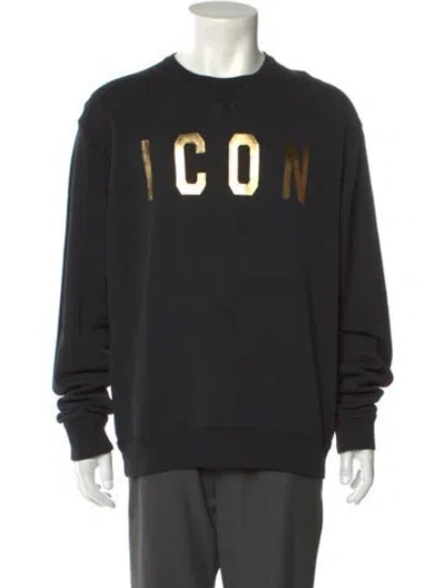 Pre-owned Dsquared2 Graphic Print Crew Neck Sweatshirt In Black
