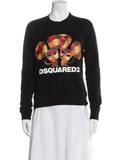 Pre-owned Dsquared2 Graphic Print Crew Neck Sweatshirt In Black
