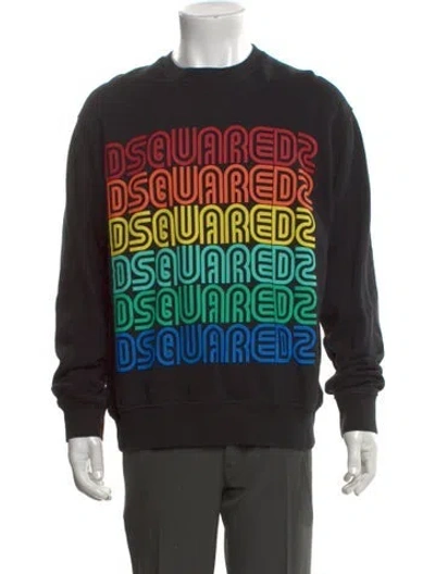 Pre-owned Dsquared2 Graphic Print Crew Neck Sweatshirt In Black