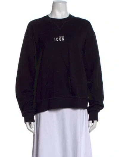 Pre-owned Dsquared2 Graphic Print Crew Neck Sweatshirt In Black