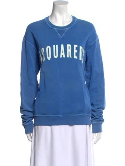 Pre-owned Dsquared2 Graphic Print Crew Neck Sweatshirt In Blue