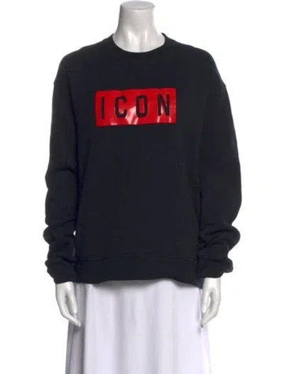 Pre-owned Dsquared2 Graphic Print Crew Neck Sweatshirt In Blue