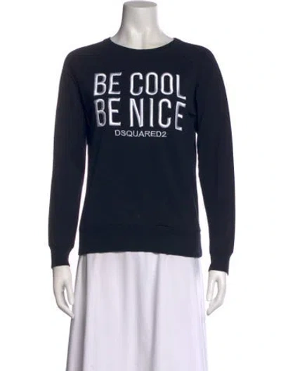 Pre-owned Dsquared2 Graphic Print Crew Neck Sweatshirt In Blue