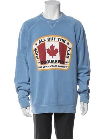 Pre-owned Dsquared2 Graphic Print Crew Neck Sweatshirt In Blue