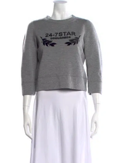 Pre-owned Dsquared2 Graphic Print Crew Neck Sweatshirt In Grey