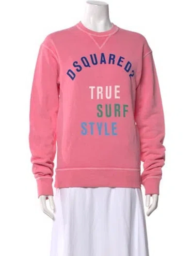 Pre-owned Dsquared2 Graphic Print Crew Neck Sweatshirt In Pink
