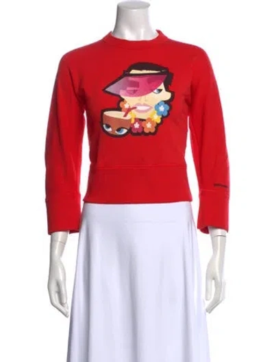 Pre-owned Dsquared2 Graphic Print Crew Neck Sweatshirt In Red
