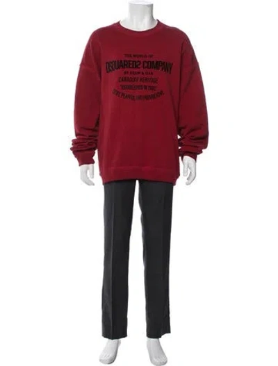 Pre-owned Dsquared2 Graphic Print Crew Neck Sweatshirt In Red