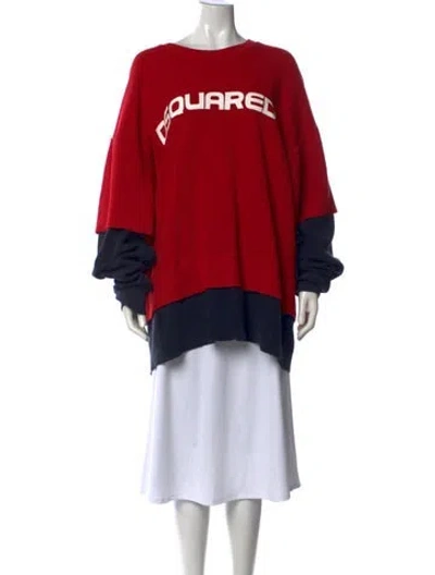 Pre-owned Dsquared2 Graphic Print Crew Neck Sweatshirt In Red