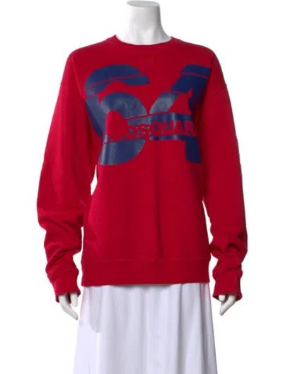 Pre-owned Dsquared2 Graphic Print Crew Neck Sweatshirt In Red