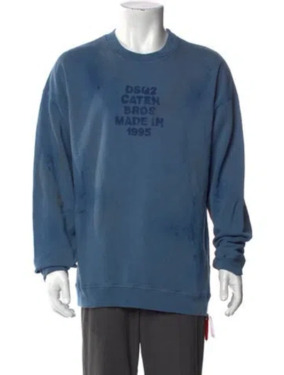 Pre-owned Dsquared2 Graphic Print Crew Neck Sweatshirt W/ Tags In Blue