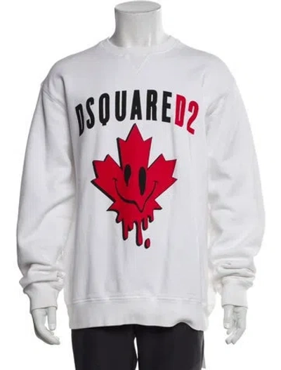 Pre-owned Dsquared2 Graphic Print Crew Neck Sweatshirt In White