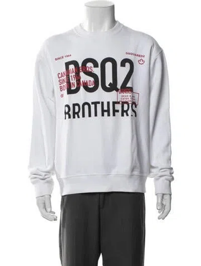 Pre-owned Dsquared2 Graphic Print Crew Neck Sweatshirt In White