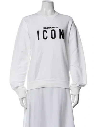 Pre-owned Dsquared2 Graphic Print Crew Neck Sweatshirt In White