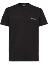 Dsquared2 Black Crewneck T-shirt With Front Logo And Graphic Print On The Back In Cotton Man