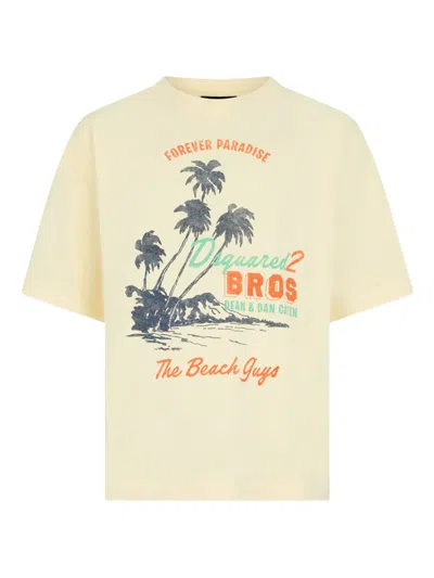 Dsquared2 Graphic-print Crew-neck T-shirt In Neutral