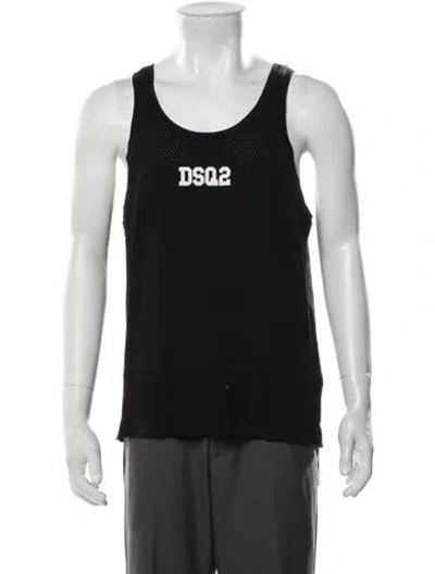 Pre-owned Dsquared2 Graphic Print Crew Neck Tank In Black