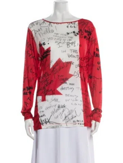 Pre-owned Dsquared2 Graphic Print Crew Neck Top In Red