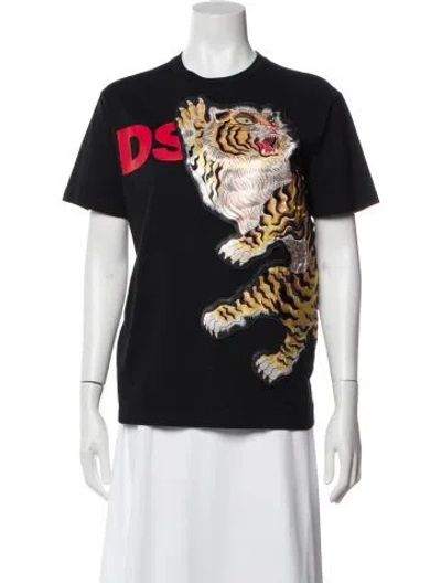Pre-owned Dsquared2 Graphic Print Crew Neck T-shirt In Black