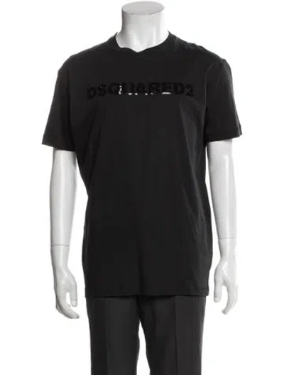 Pre-owned Dsquared2 Graphic Print Crew Neck T-shirt In Black