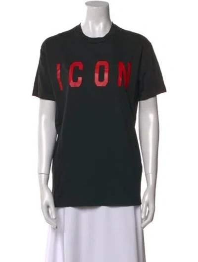 Pre-owned Dsquared2 Graphic Print Crew Neck T-shirt In Black