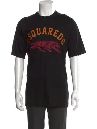 Pre-owned Dsquared2 Graphic Print Crew Neck T-shirt In Black