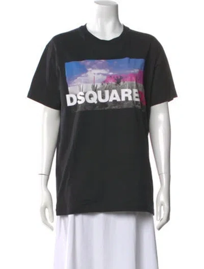 Pre-owned Dsquared2 Graphic Print Crew Neck T-shirt In Black