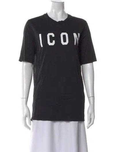 Pre-owned Dsquared2 Graphic Print Crew Neck T-shirt In Black
