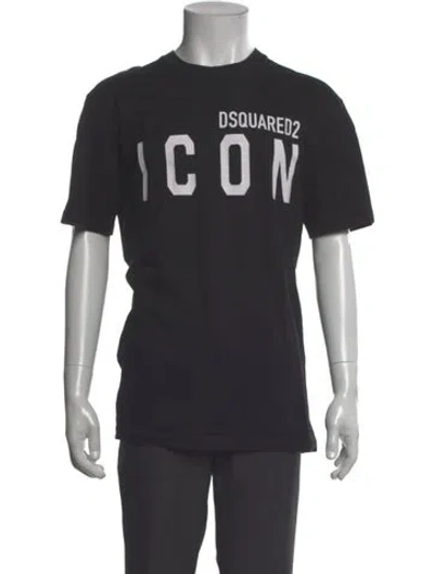 Pre-owned Dsquared2 Graphic Print Crew Neck T-shirt In Black