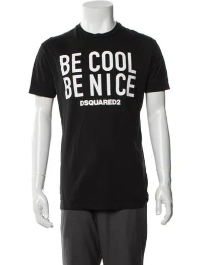 Pre-owned Dsquared2 Graphic Print Crew Neck T-shirt In Black