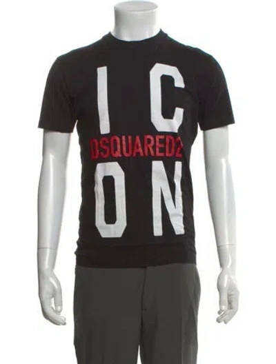 Pre-owned Dsquared2 Graphic Print Crew Neck T-shirt In Black