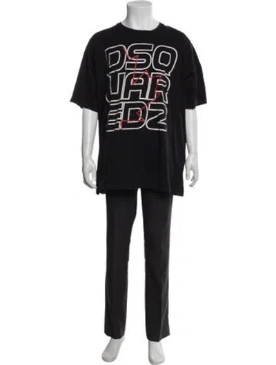 Pre-owned Dsquared2 Graphic Print Crew Neck T-shirt In Black